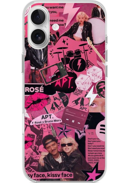 iPhone 16 Plus Uyumlu Blackpink Kolaj Baskılı Silikon Kılıf