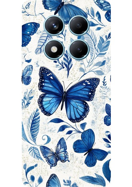 Redmi Note 14 Pro 4g Uyumlu Mavi Kelebekler Baskılı Silikon Kılıf