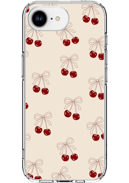 iPhone 16E Uyumlu Fiyonklu Kirazlar Baskılı Silikon Kılıf