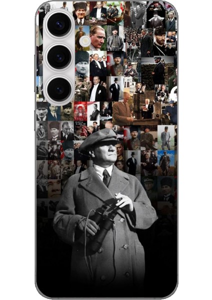 Galaxy S24 Fe Uyumlu Atatürk Portre Kolaj Baskılı Silikon Kılıf