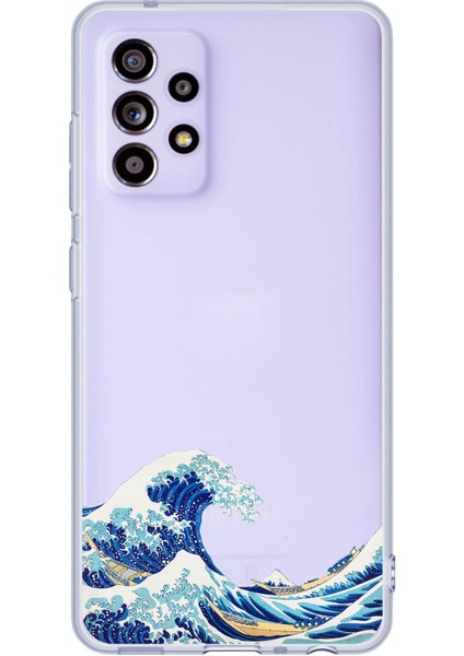 Samsung Galaxy A52 - A52S Uyumlu Kanagawa Oki Nami Ura Dalgası Tasarımlı Baskılı Silikon Kılıf