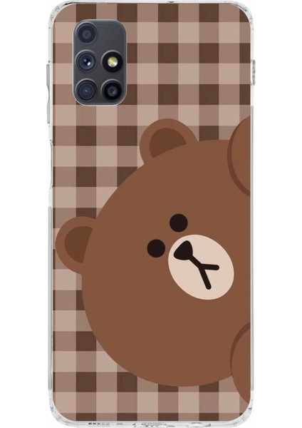 Samsung Galaxy M51 Uyumlu Kahverengi Ayı Yan Tasarımlı Baskılı Silikon Kılıf