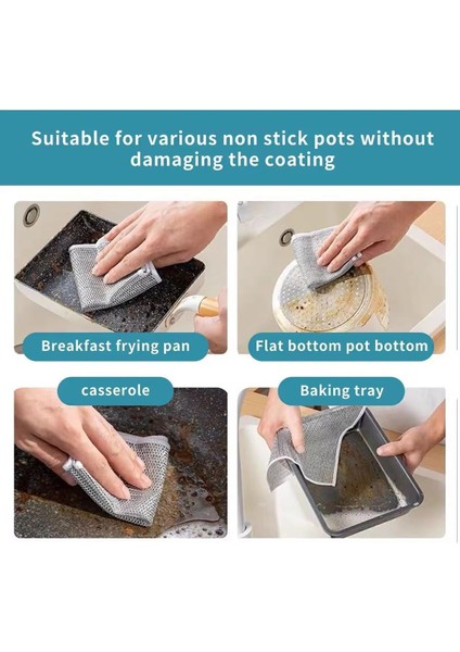 5 Adet Çok Fonksiyonlu Çizilmez Tel Bulaşık Bezi Bulaşık Tel Ovalama Bezi Çelik Tel Bulaşık Havlu modelleri