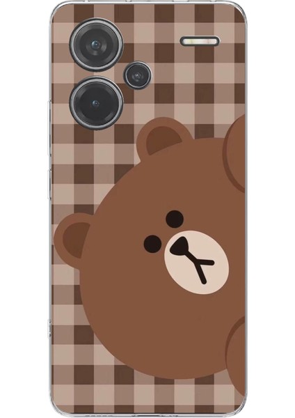 Redmi Note 13 Pro Plus 5g Uyumlu Kahverengi Ayı Yan Tasarımlı Baskılı Silikon Kılıf