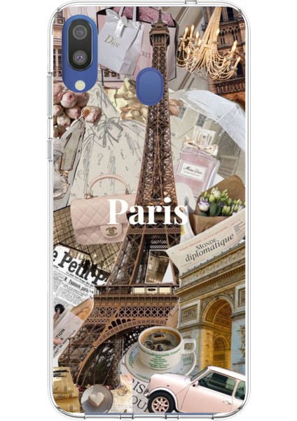 Samsung Galaxy M20 Uyumlu Paris Kolaj Baskılı Silikon Kılıf