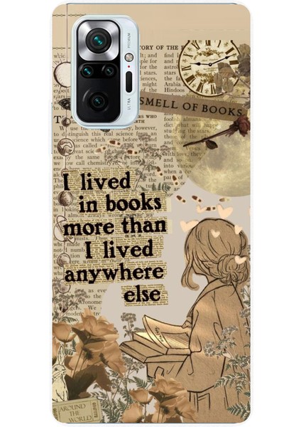 Redmi Note 10 Pro Uyumlu Kitap Okuyan Kadın Retro Baskılı Silikon Kılıf