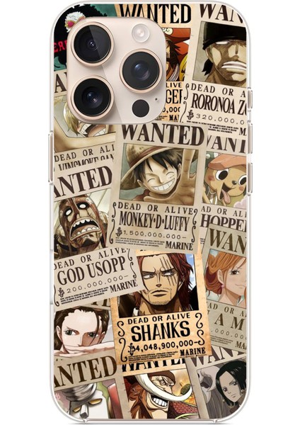 iPhone 16 Pro Max Uyumlu One Piece Gazete Tasarımlı Baskılı Silikon Kılıf