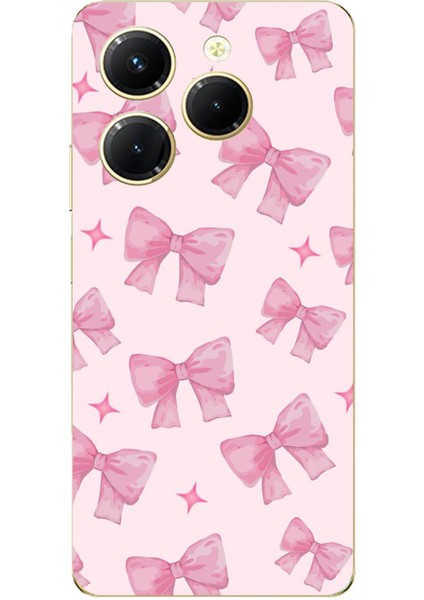 Tecno Spark 20 Pro Uyumlu Pembe Fiyonklar Baskılı Silikon Kılıf