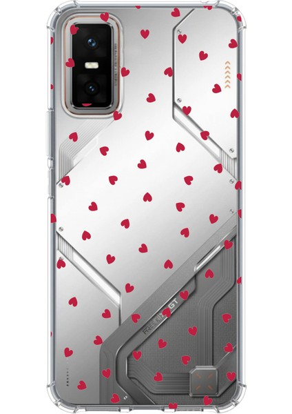 Infinix Gt 30 Pro Uyumlu Kırmızı Kalpler Tasarımlı Baskılı Silikon Kılıf