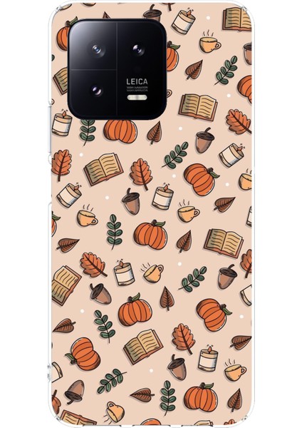 Xiaomi Mi 13 Uyumlu Sonbahar Balkabağı Baskılı Silikon Kılıf