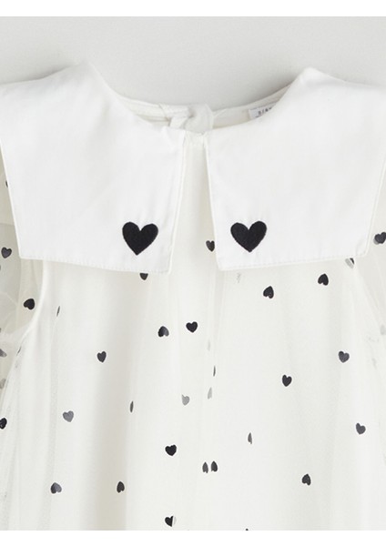 Yeni Sezon Tüllü Kalp Baskılı Kız Çocuk Elbise fırsatları