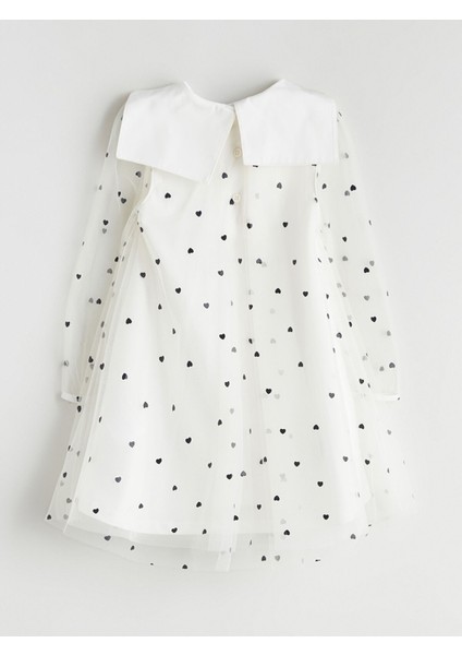 Yeni Sezon Tüllü Kalp Baskılı Kız Çocuk Elbise indirimleri