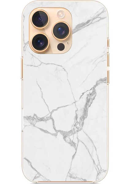 iPhone 16 Pro Uyumlu Gri Mermer Baskılı Silikon Kılıf