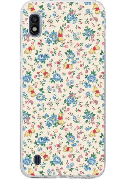 Samsung Galaxy J8 - A6 Plus Uyumlu Ayı Winnie Pooh ve Çiçekler Baskılı Silikon Kılıf