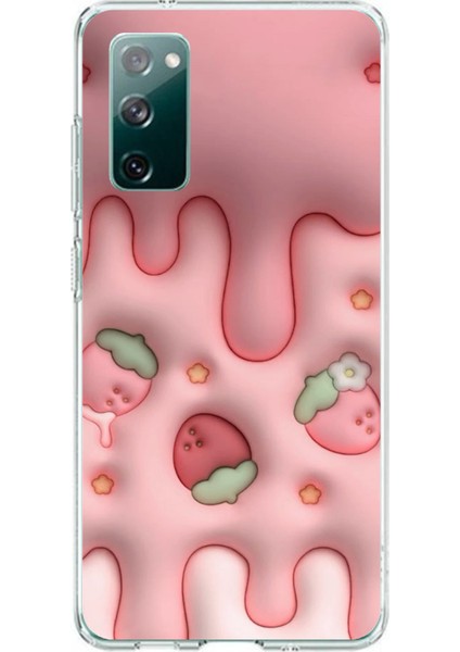 Samsung Galaxy S20 Fe Uyumlu Çilekli Pasta Baskılı Silikon Kılıf