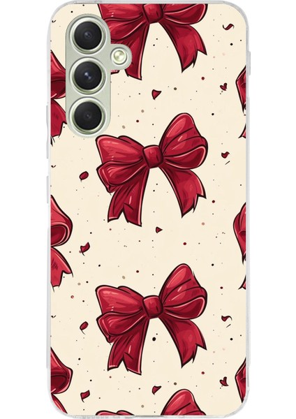 Samsung Galaxy A15 Uyumlu Büyük Kırmızı Fiyonklar Baskılı Silikon Kılıf