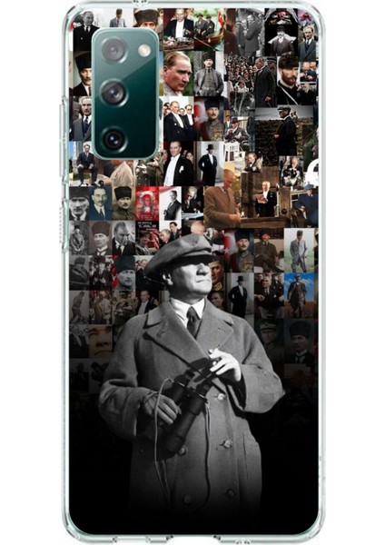 Samsung Galaxy S20 Fe Uyumlu Atatürk Portre Kolaj Baskılı Silikon Kılıf