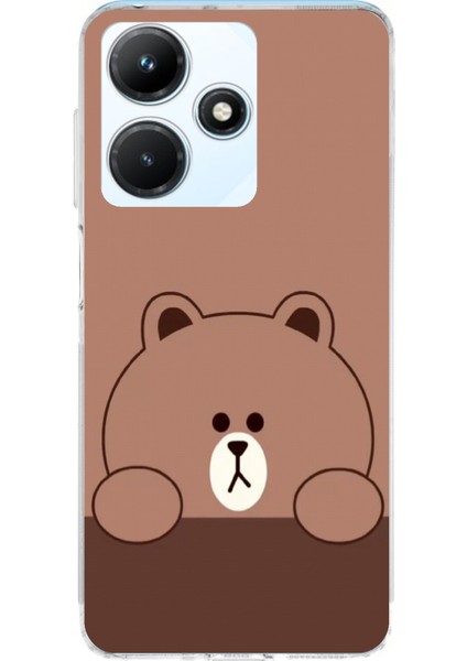 Infinix Hot 30I Uyumlu Kahverengi Ayı Tasarımlı Baskılı Silikon Kılıf