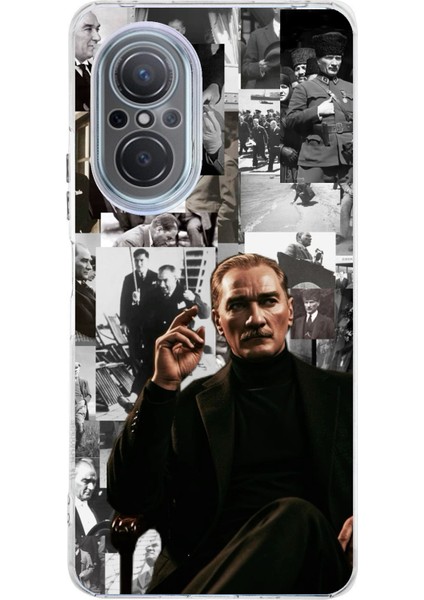Huawei Nova 9 Se Uyumlu Mustafa Kemal Atatürk Kolaj Baskılı Silikon Kılıf