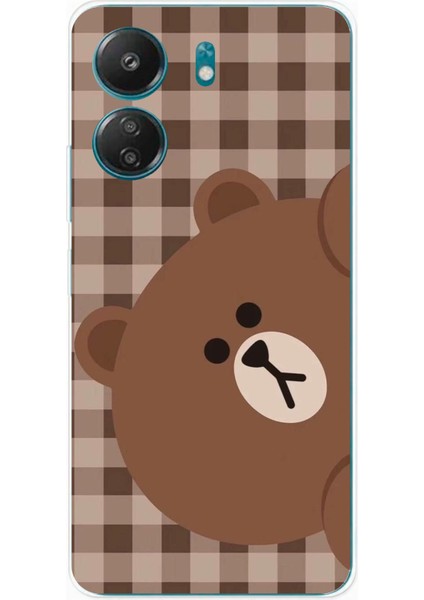 Redmi 13C - Poco C65 Uyumlu Kahverengi Ayı Yan Tasarımlı Baskılı Silikon Kılıf