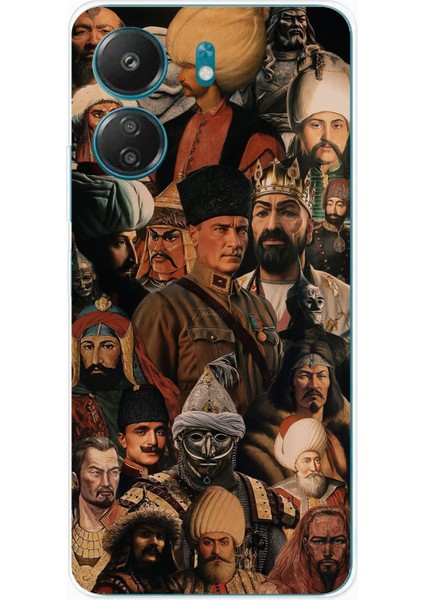Redmi 13C - Poco C65 Uyumlu Türk Büyükleri Kolaj Baskılı Silikon Kılıf
