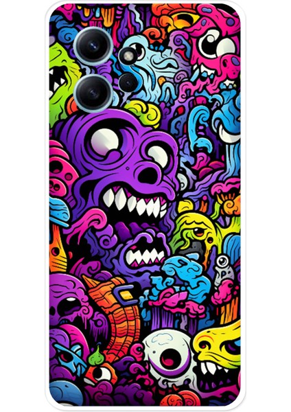 Redmi Note 12 4g Uyumlu Psikodeli Renkli Canavarlar Baskılı Silikon Kılıf