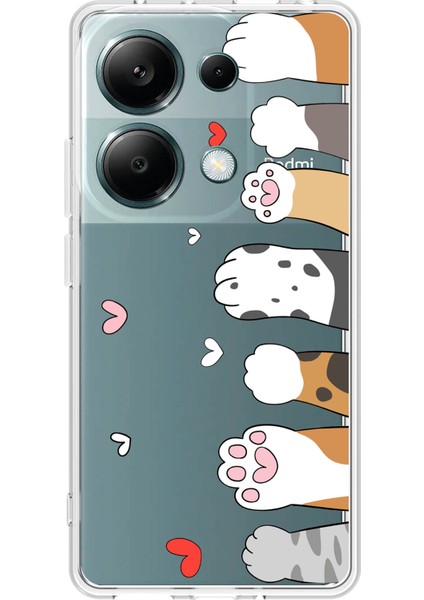 Redmi Note 13 Pro 4g Uyumlu Sevimli Kedi Patiler Tasarımlı Baskılı Silikon Kılıf