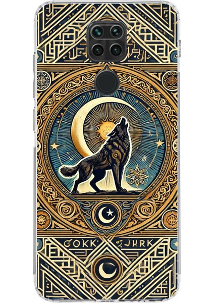 Redmi Note 9 Uyumlu Yalnız Kurt Göktürk Baskılı Silikon Kılıf