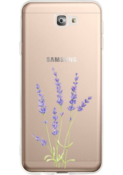 Samsung Galaxy J7 Prime Uyumlu Lavanta Çiçek Tasarımlı Baskılı Silikon Kılıf