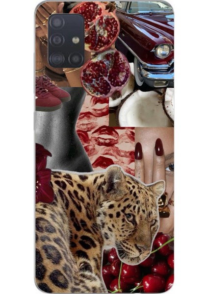 Samsung Galaxy A51 Uyumlu Leopar Kırmızı Vibes Baskılı Silikon Kılıf
