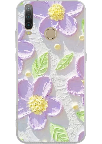 General Mobile Gm 10 Uyumlu Mor Papatyalar Sulu Boya Baskılı Silikon Kılıf