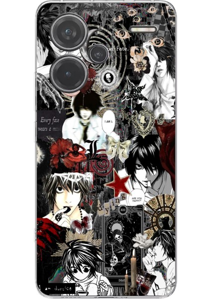 Redmi Note 13 Pro Plus 5g Uyumlu Death Note Kolaj Tasarımlı Baskılı Silikon Kılıf