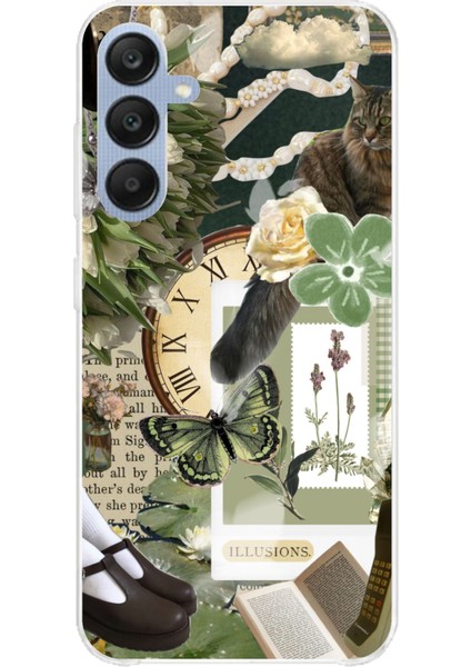 Samsung Galaxy A25 Uyumlu Yeşil Estetik Pano Kolaj Baskılı Silikon Kılıf