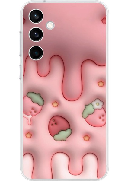 Samsung Galaxy S23 Fe Uyumlu Çilekli Pasta Baskılı Silikon Kılıf