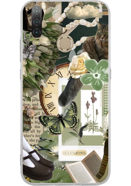 General Mobile Gm 10 Uyumlu Yeşil Estetik Pano Kolaj Baskılı Silikon Kılıf