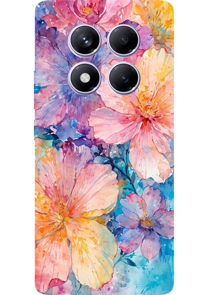 Redmi Note 14 Pro Plus 5g Uyumlu Renkli Çiçekler Sulu Boya Baskılı Silikon Kılıf