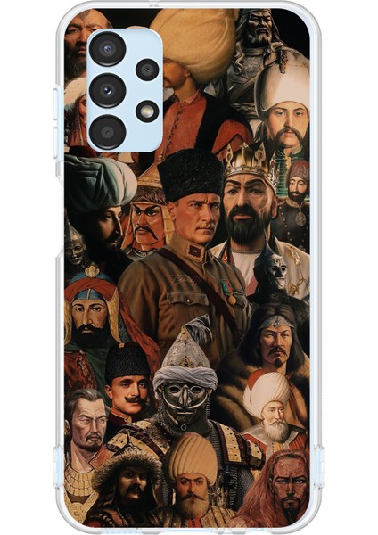 Samsung Galaxy A13 Uyumlu Türk Büyükleri Kolaj Baskılı Silikon Kılıf