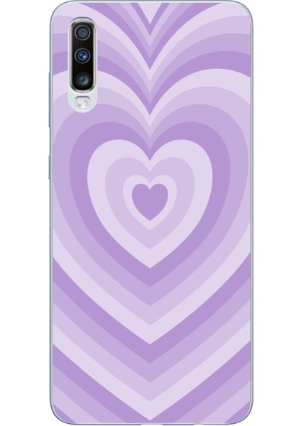 Samsung Galaxy A30S - A50 Uyumlu Mor Kalp Dalgalar Tasarımlı Baskılı Silikon Kılıf