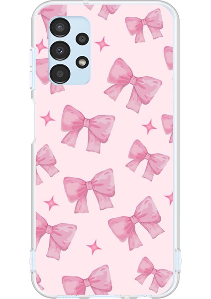 Samsung Galaxy A13 Uyumlu Pembe Fiyonklar Baskılı Silikon Kılıf