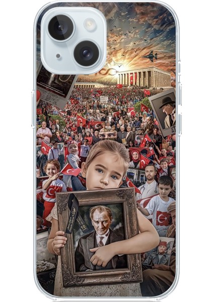 iPhone 15 Uyumlu Anıtkabir Atatürk Portre Baskılı Silikon Kılıf