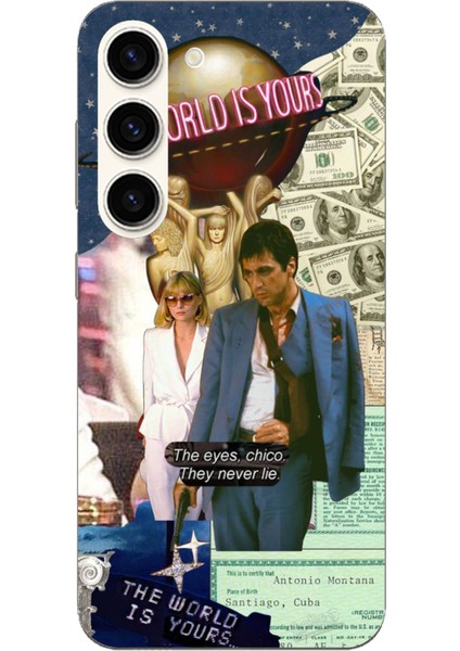 Samsung Galaxy S23 Uyumlu Elvira Hancock & Tony Montana Tasarımlı Baskılı Silikon Kılıf