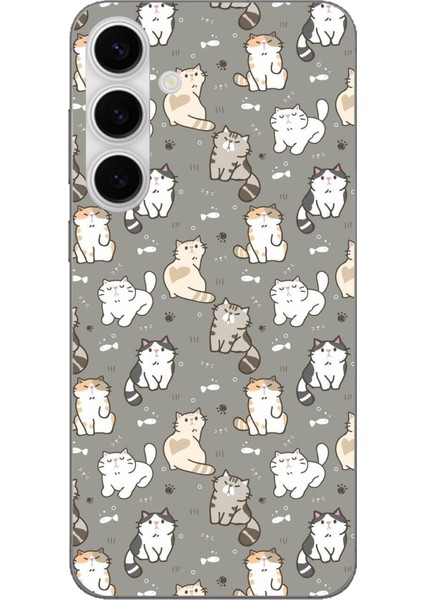 Galaxy S24 Fe Uyumlu Minik Sevimli Kediler Baskılı Silikon Kılıf