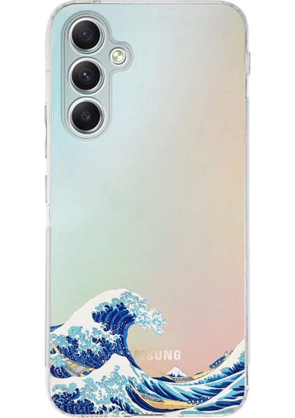 Samsung Galaxy A34 Uyumlu Kanagawa Oki Nami Ura Dalgası Tasarımlı Baskılı Silikon Kılıf