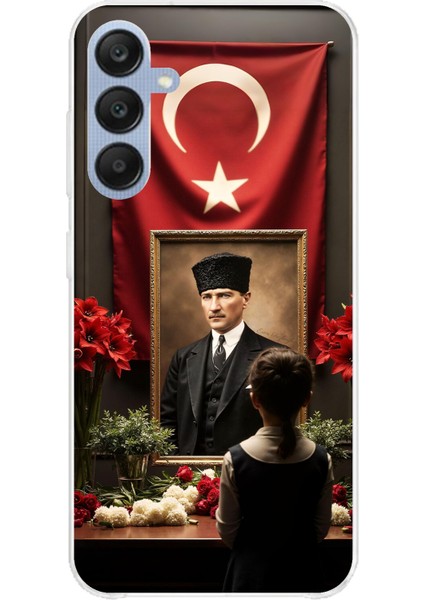 Samsung Galaxy A25 Uyumlu Atatürk Türk Bayrağı Tablo Baskılı Silikon Kılıf