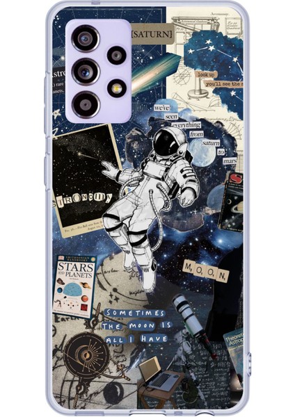 Samsung Galaxy A52 - A52S Uyumlu Retro Astronot Tasarımlı Baskılı Silikon Kılıf