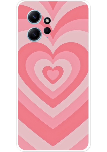 Redmi Note 12 4g Uyumlu Pembe Kalpler Baskılı Silikon Kılıf