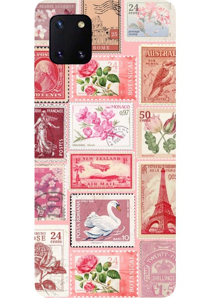 Samsung Galaxy Note 10 Lite Uyumlu Pembe Posta Pulları Baskılı Silikon Kılıf