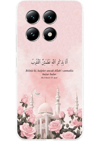 Xiaomi Mi 14T Pro Uyumlu Rad Suresi Cami ve Güller Baskılı Silikon Kılıf