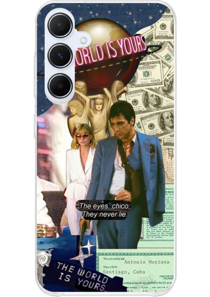 Samsung Galaxy A35 Uyumlu Elvira Hancock & Tony Montana Tasarımlı Baskılı Silikon Kılıf