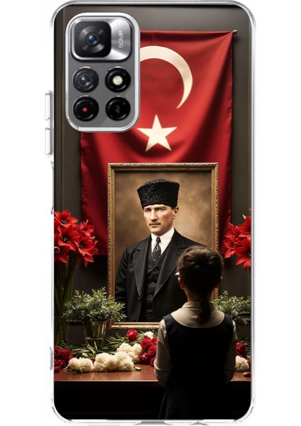 Redmi 10 Uyumlu Atatürk Türk Bayrağı Tablo Baskılı Silikon Kılıf